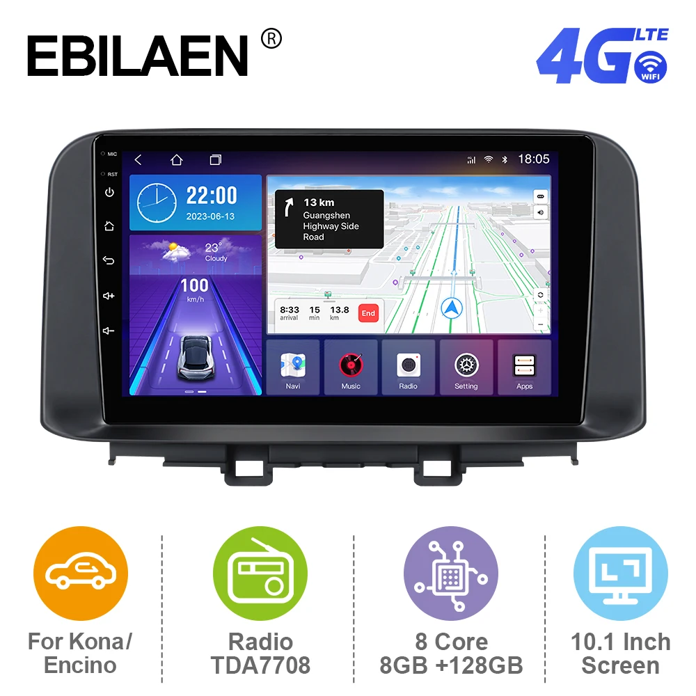 

EBILAEN Android 12 Car Radio For Hyundai Encino Kona 2018 2019 Multimedia GPS Navigation Carplay RDS Camera 4G Android Auto WIFI