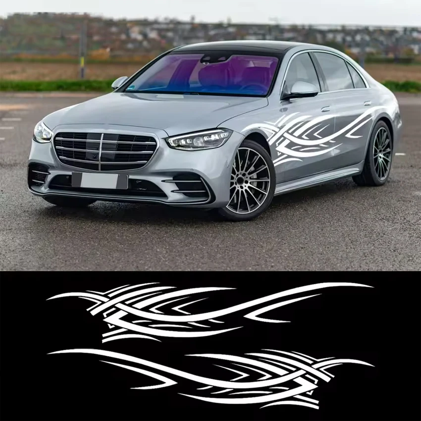2PCS Car Personalized Flame Totem Universal DIY Flame Vinyl Decal Sticker Waterproof For Car Motorcycle Flame Sticker Decals