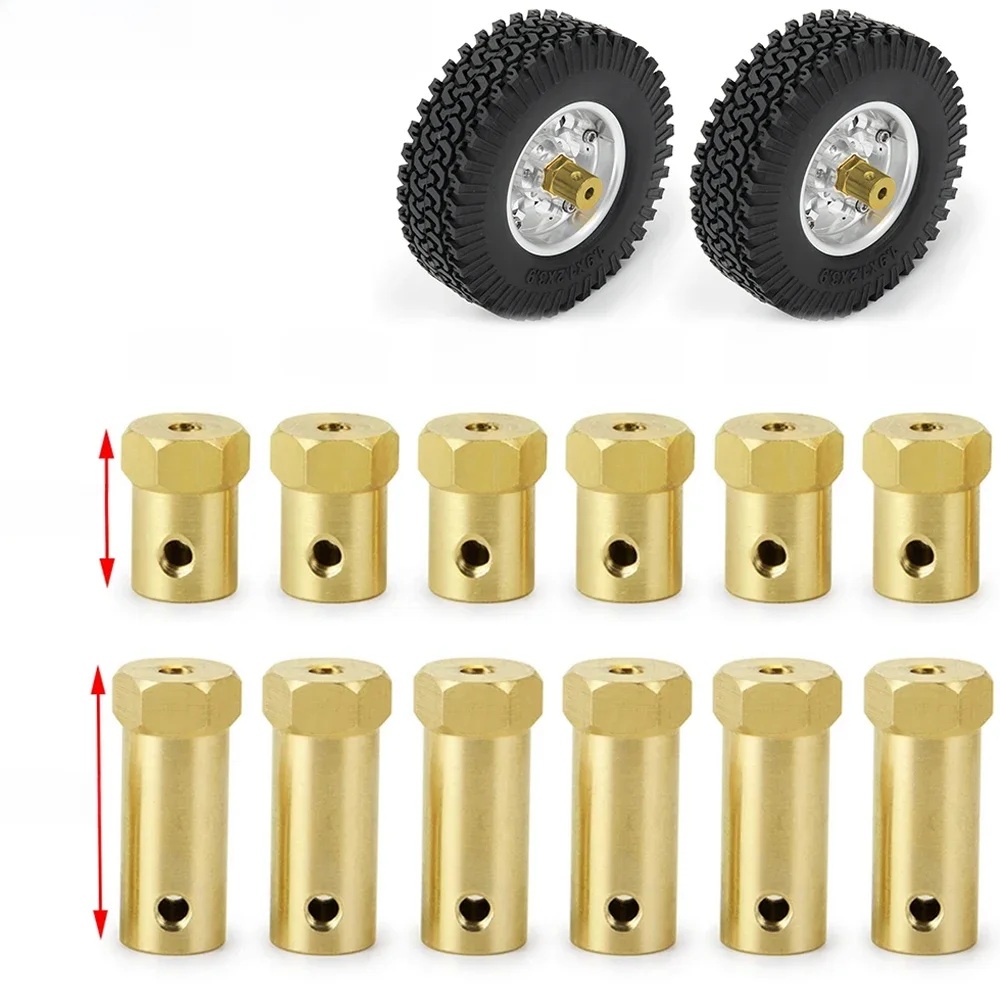 AXSPEED 4 pièces 12mm coupleur d'accouplement hexagonal de roue adaptateur de manchon en laiton connecteur de pneu 3/4/5/6/7/8/mm pour accessoires de voiture de bateau RC