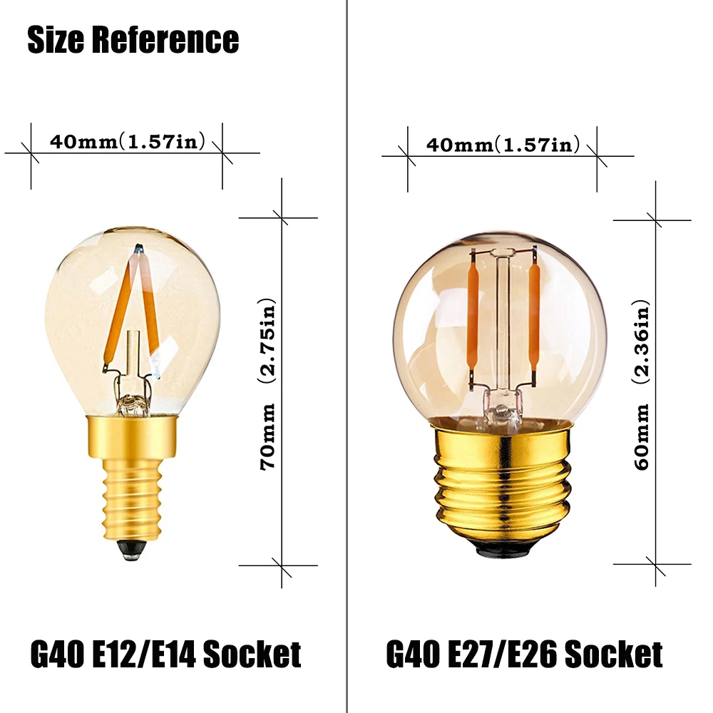 Imagem -02 - Lâmpada Led String Luz Substituir Super Quente Watts Incandescente Equivalente Edison Lâmpada do Vintage para Jardim em Casa 10 Peças 1w G40