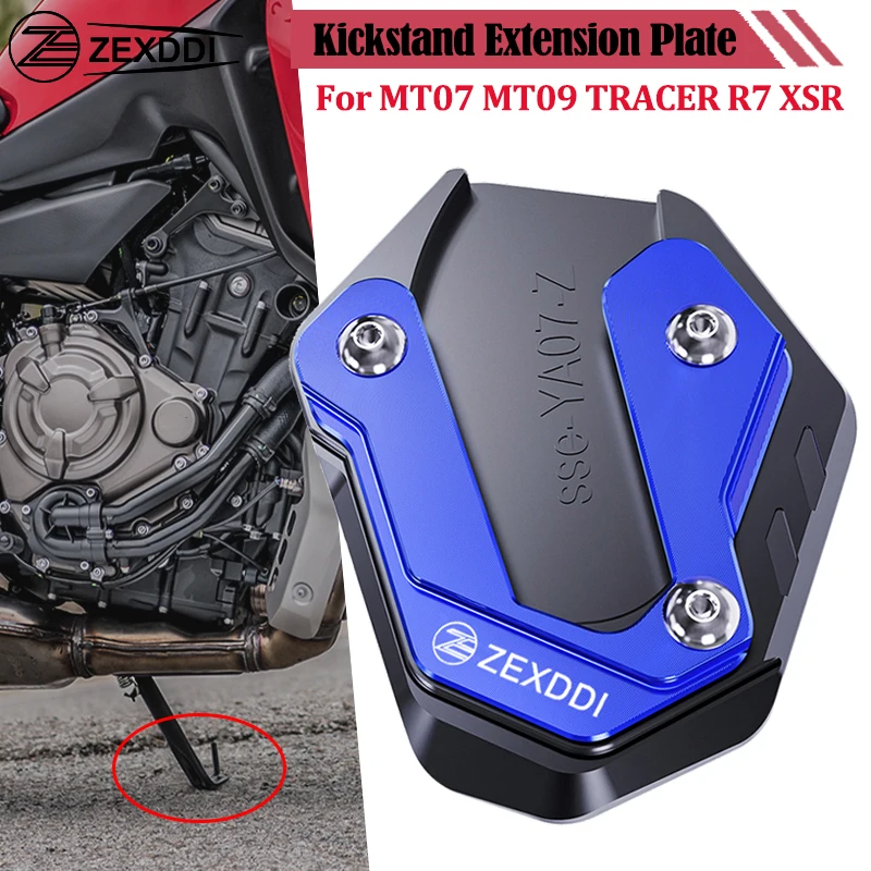 ZEXDDI For YAMAHA MT07 MT09 TRACER 9 7 GT XSR 700 900 R125 R7 XJ6 FZ6 Motorcycle Accessories Kickstand Side Stand Extension Pad