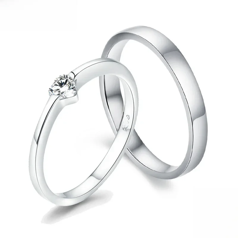 Bamoer Prosty klasyczny podstawowy srebrny zestaw pierścionków Kobiety 925 Sterling Silver Miłość Zaręczynowy Biżuteria ślubna Minimalistyczny mały pierścionek — zdjęcie 2