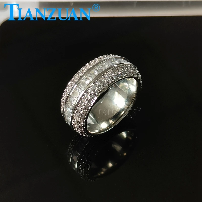 New 10mm Band D Color VVS1 Moissanite Engagement 925 Sterling Silver Rings For Woman Fine Jewelry