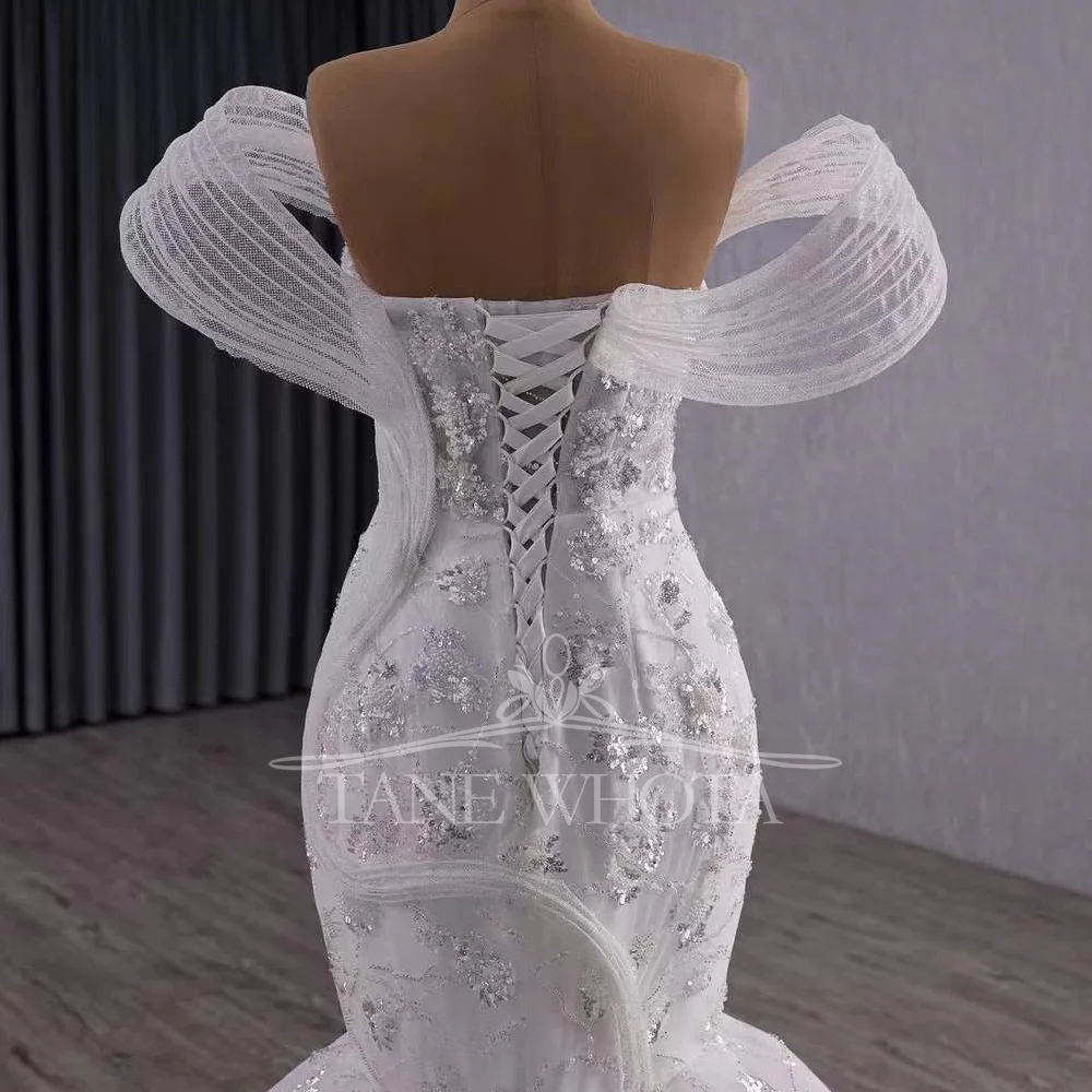 Vestido Novia 2025 Милое свадебное платье на шнуровке сзади, расшитое бисером, африканское свадебное платье русалки