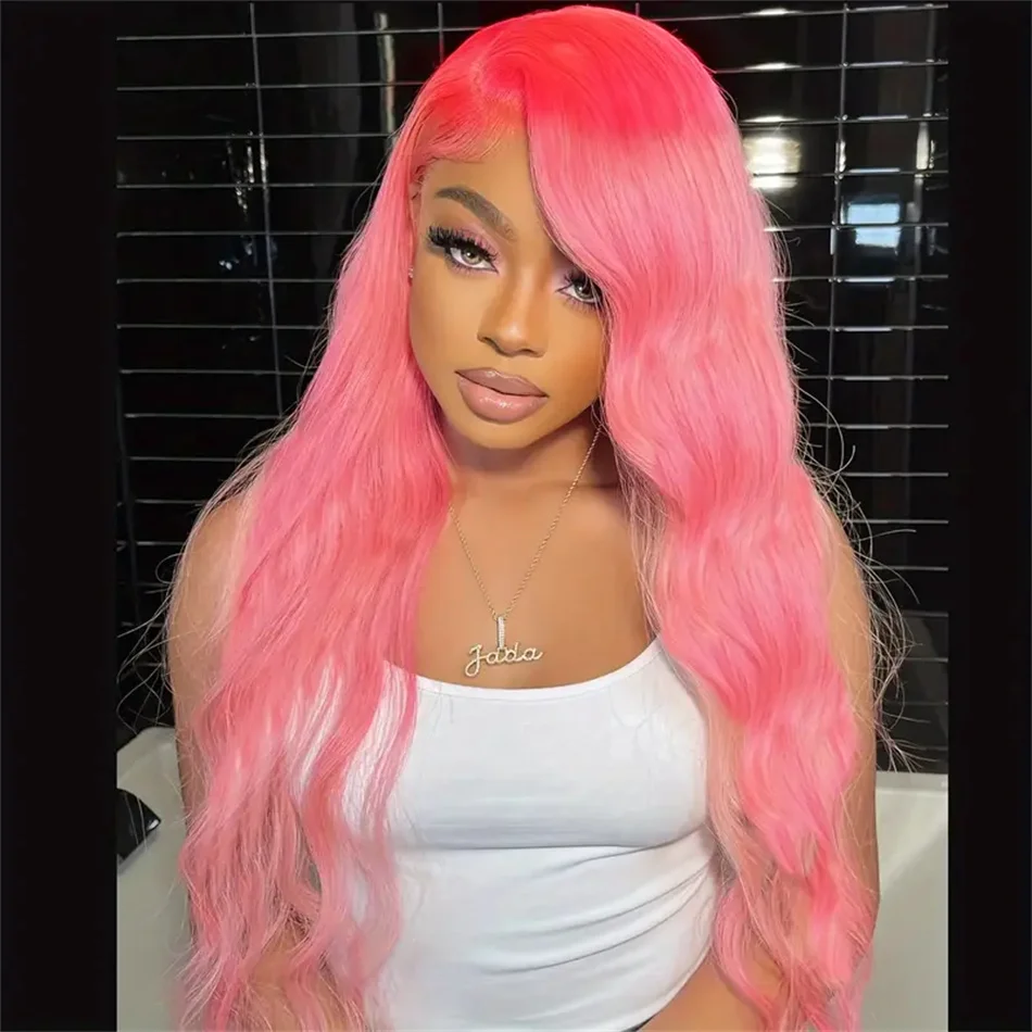 30 36 Inch 13x6 Body Wave Lace Frontal Wig 200 Density Pink Human Hair Wig 13x4 Hd Lace Frontal Wigs For Women