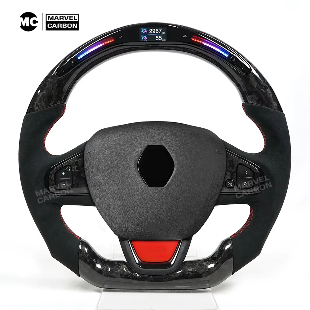 100% Carbon Fiber Steering Wheel Display LED Performance Compatible for Renault Clio
