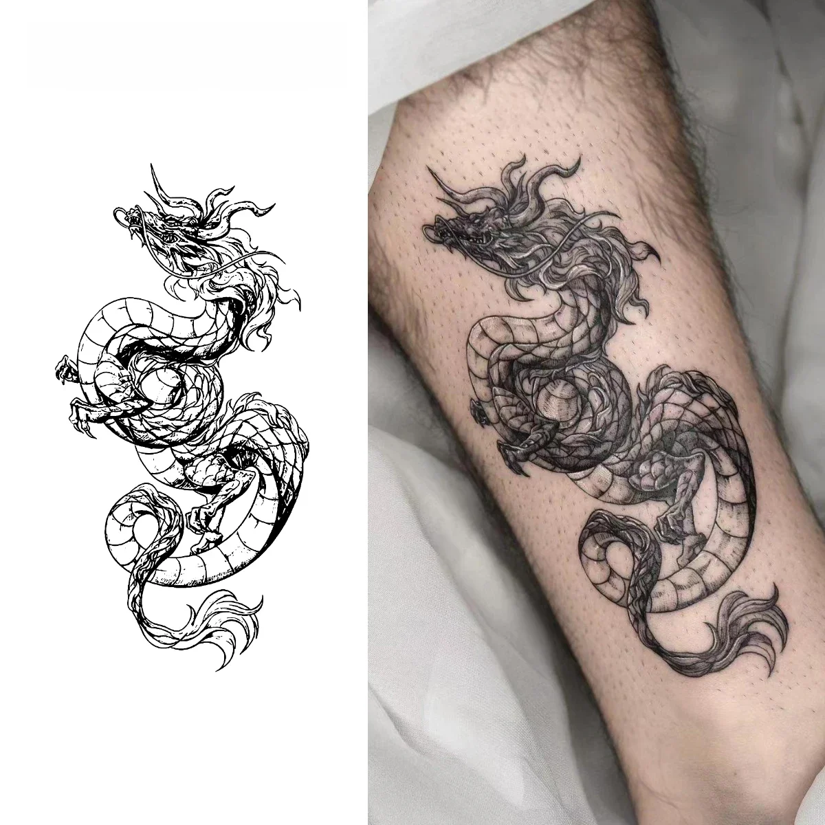 Draak Tijdelijke Tattoo Sticker, Waterdichte Magische Tattoo, Duurt Tot 15 Dagen Nep Tattoo, Semi Permanente Tattoo - afbeelding 2