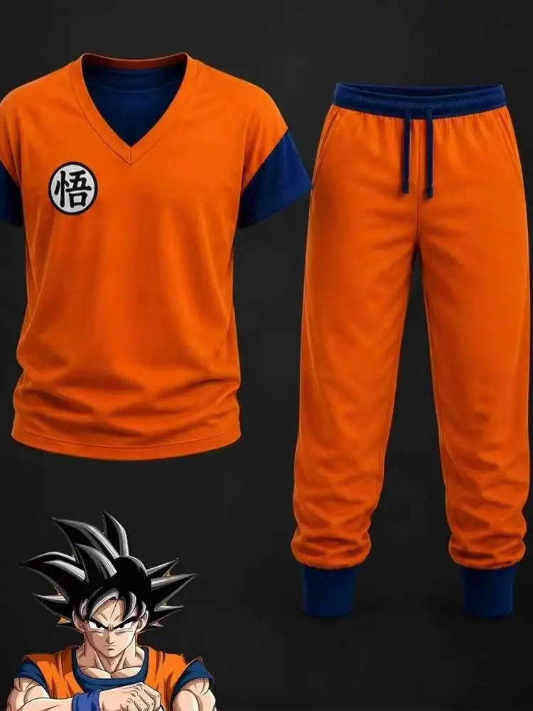 Herbst/Winter Kinder Neues Dragon Ball Son Goku Cosplay 3D T-Shirt-Hosen-Set Herren Freizeit-Sport-Set Übergroßes Schnelltrocknendes Set ﻿