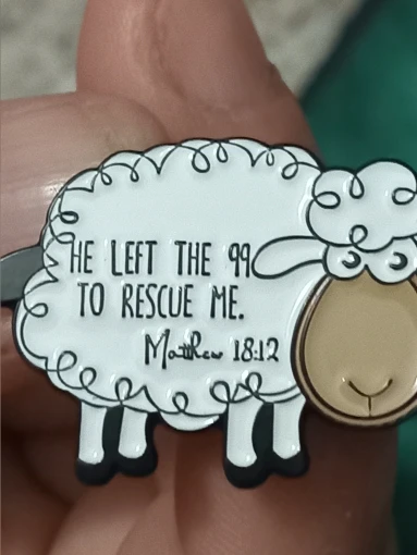 He Left The 99 to Rescue Me Jesus Enamel Pins Christian Faith Jesus Sheep Brooch Clothes Lapel Badge Jewelry Gifts for Friends photo review