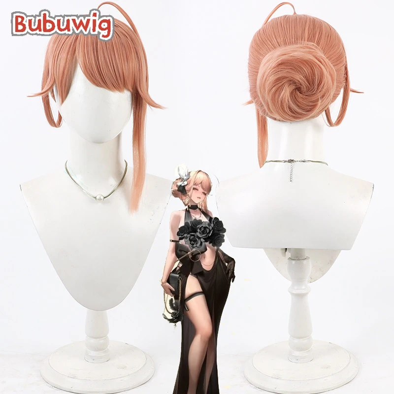 

Bubuwig Synthetic Hair Emma Cosplay Wigs With Buns Nikke The Goddess of Victory Emma Long Straight Orange Wig Heat Resistant