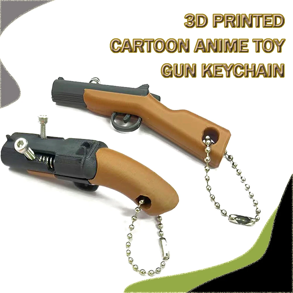 

3D печатный мультяшный аниме-игрушечный пистолет, брелок для одиночного и двойного запуска, модель мяча с кулоном для декомпрессии запуска, игрушка-рюкзак