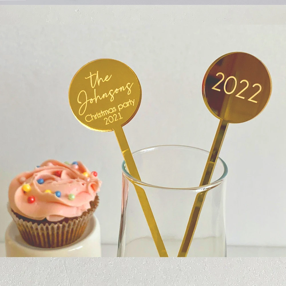 Agitadores redondos personalizados para bebidas, decoraciones para bodas, despedida de soltera, cóctel, Baby Shower, 50 piezas