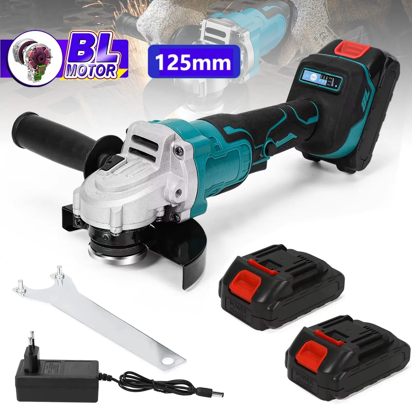 Amoladora angular eléctrica sin escobillas de 125MM, velocidad Variable para batería Makita, amoladora de pines, máquina cortadora, herramienta eléctrica para carpintería