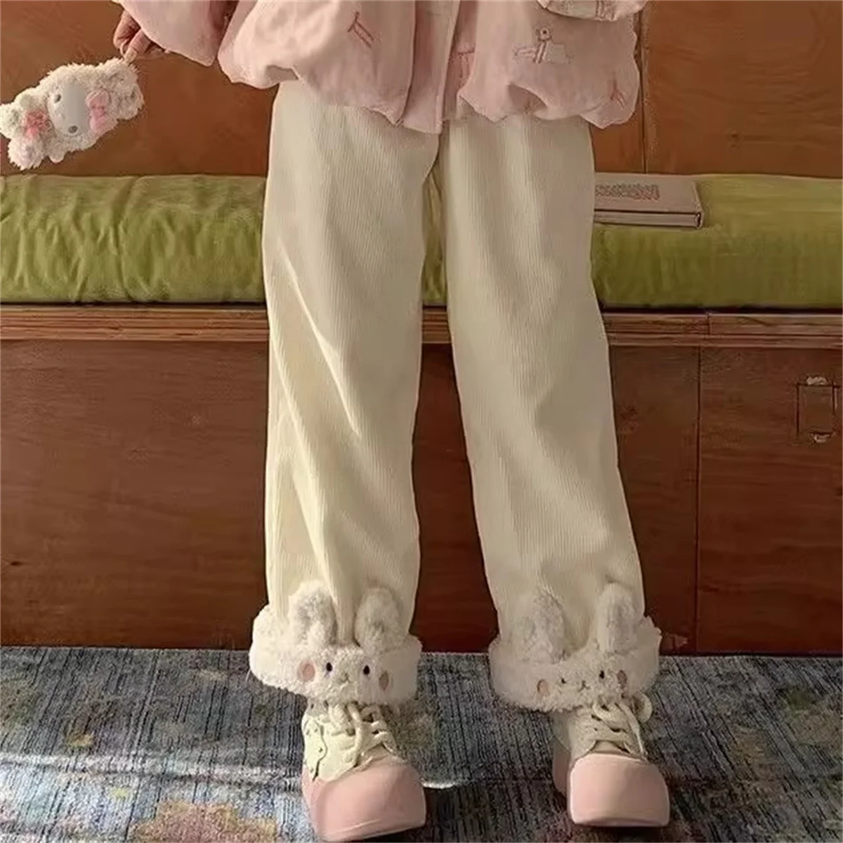 Ins Y2K Japanese Kawaii Full Length Pants Women Cartoon Pattern Casual Trousers Harajuku Aesthetic Subculture Autumn Sweat Pants
