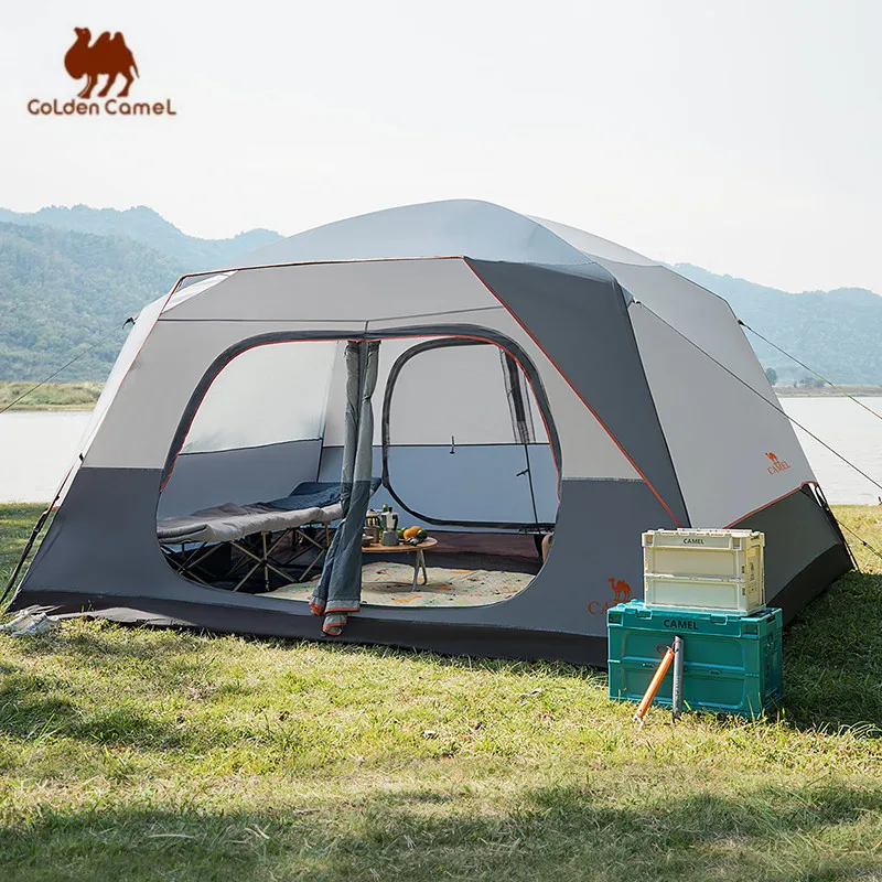 

GOLDEN CAMEL 6 People Camping Tents Quick-build Glass Pole Waterproof Sunshade Rainproof Family Tents Camping Suppies Canopy