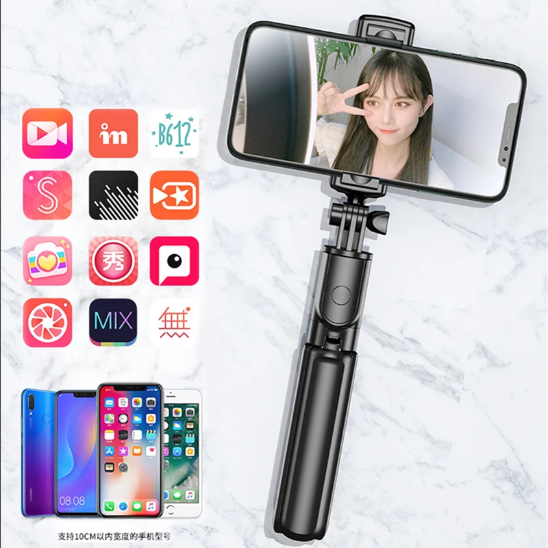 Roreta-Foldable Wireless Bluetooth Selfie Stick, tripé com obturador Bluetooth, monopé de aço inoxidável para todo o telefone, novo, 2022