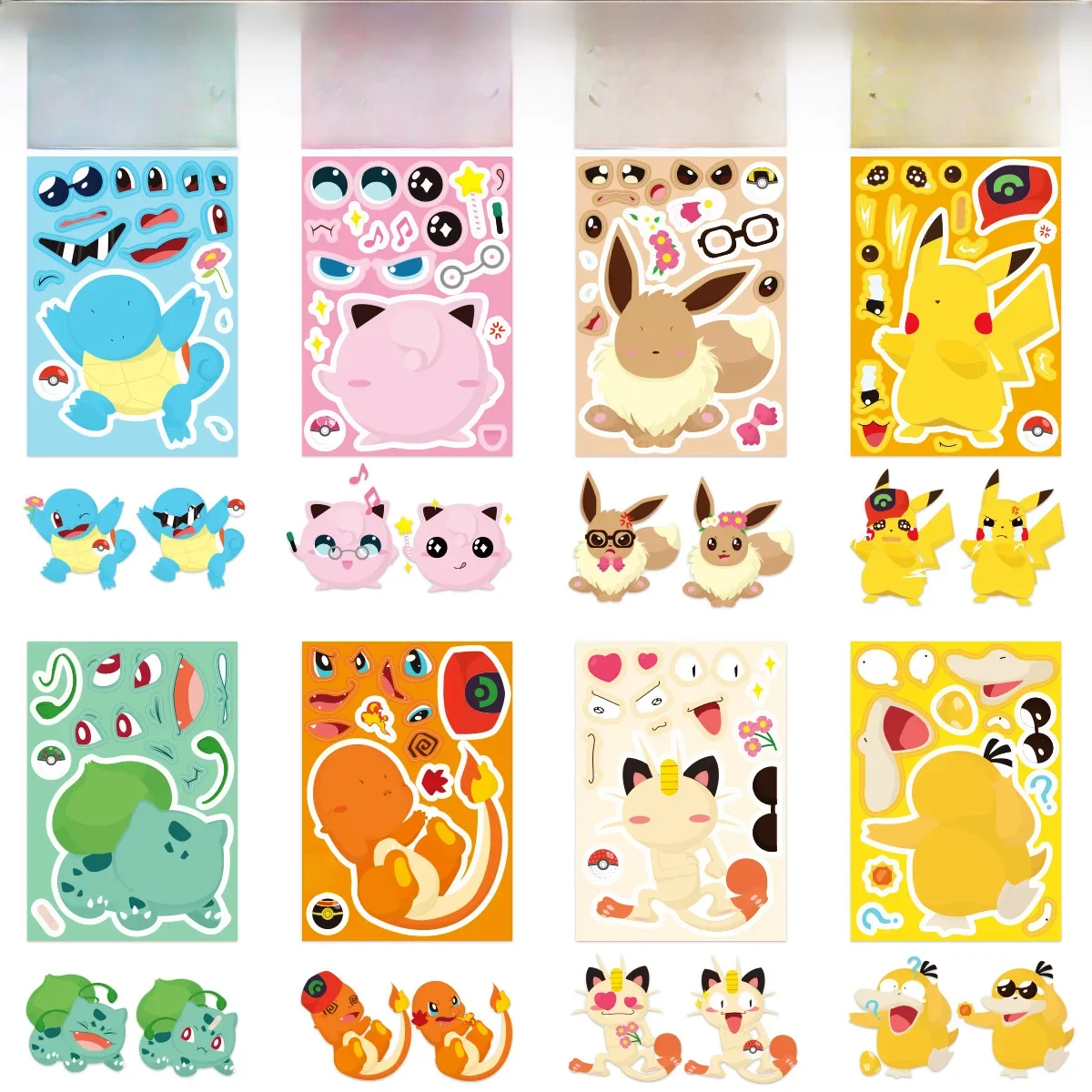 Autocollant Pokémon Make A Face pour Enfants, Puzzle DIY, Décoration d'Anniversaire, Pikachu, Jouets, Cadeaux pour Garçons, Fournitures de ix