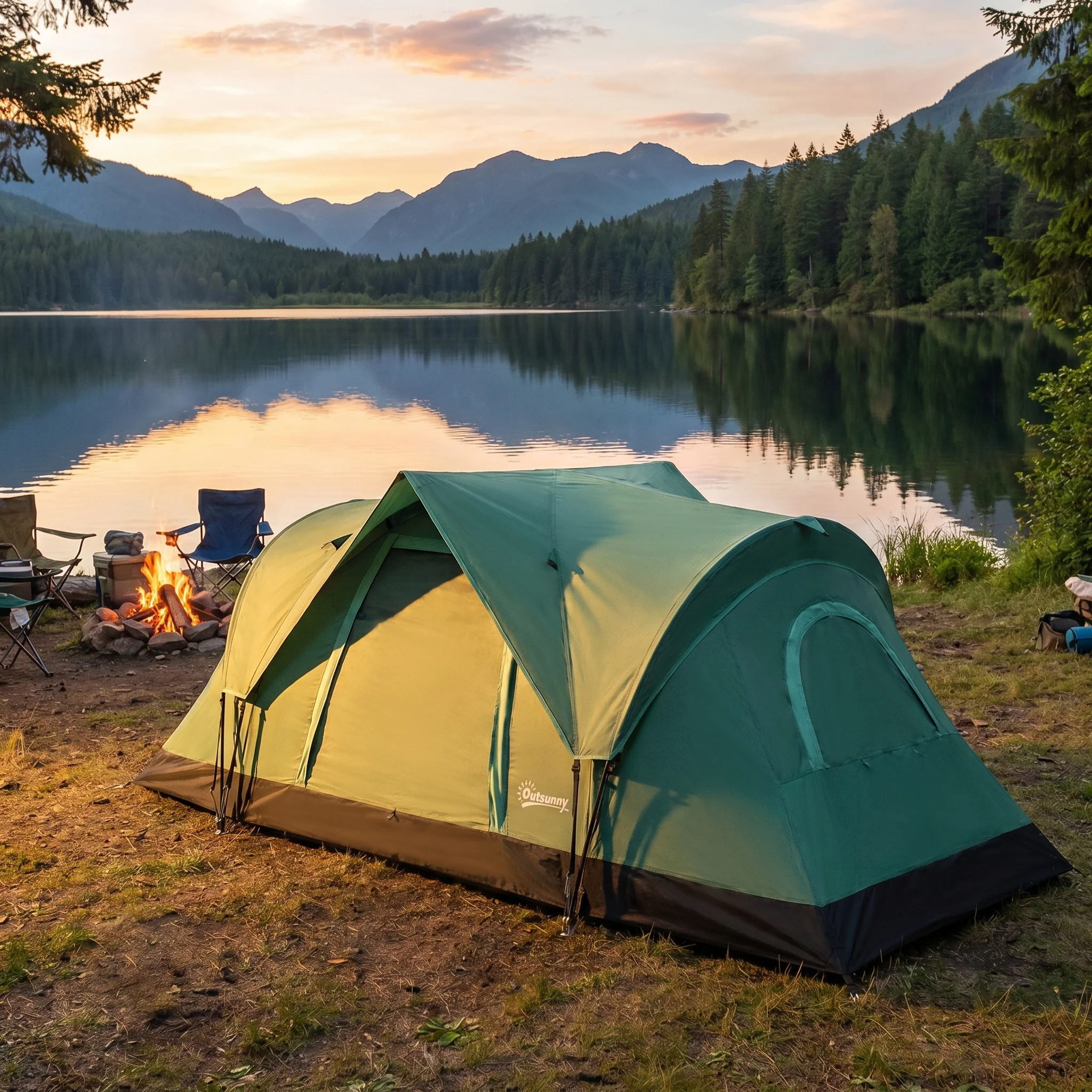 Tunnelzelt 5-6 Personen Großes Familienzelt Wasserdicht UV-beständig Windgeschützt Schnellaufbau Campingzelt mit 13 Heringen 6 Abspannleinen für Outdoor Reise Wanderung