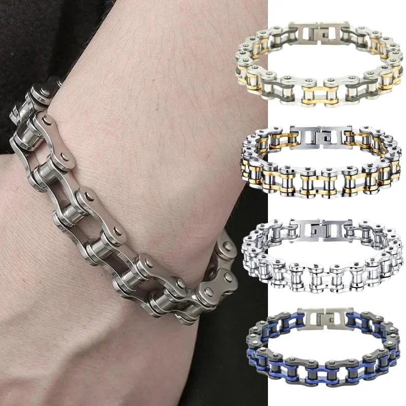 AliExpress ZHIXUN Stainless Steel Biker Chain Bracelet Mens Bracelet Link Chain Motorcycle Bicycle Style Bracelets Fashion Punk Bangles Jewelry