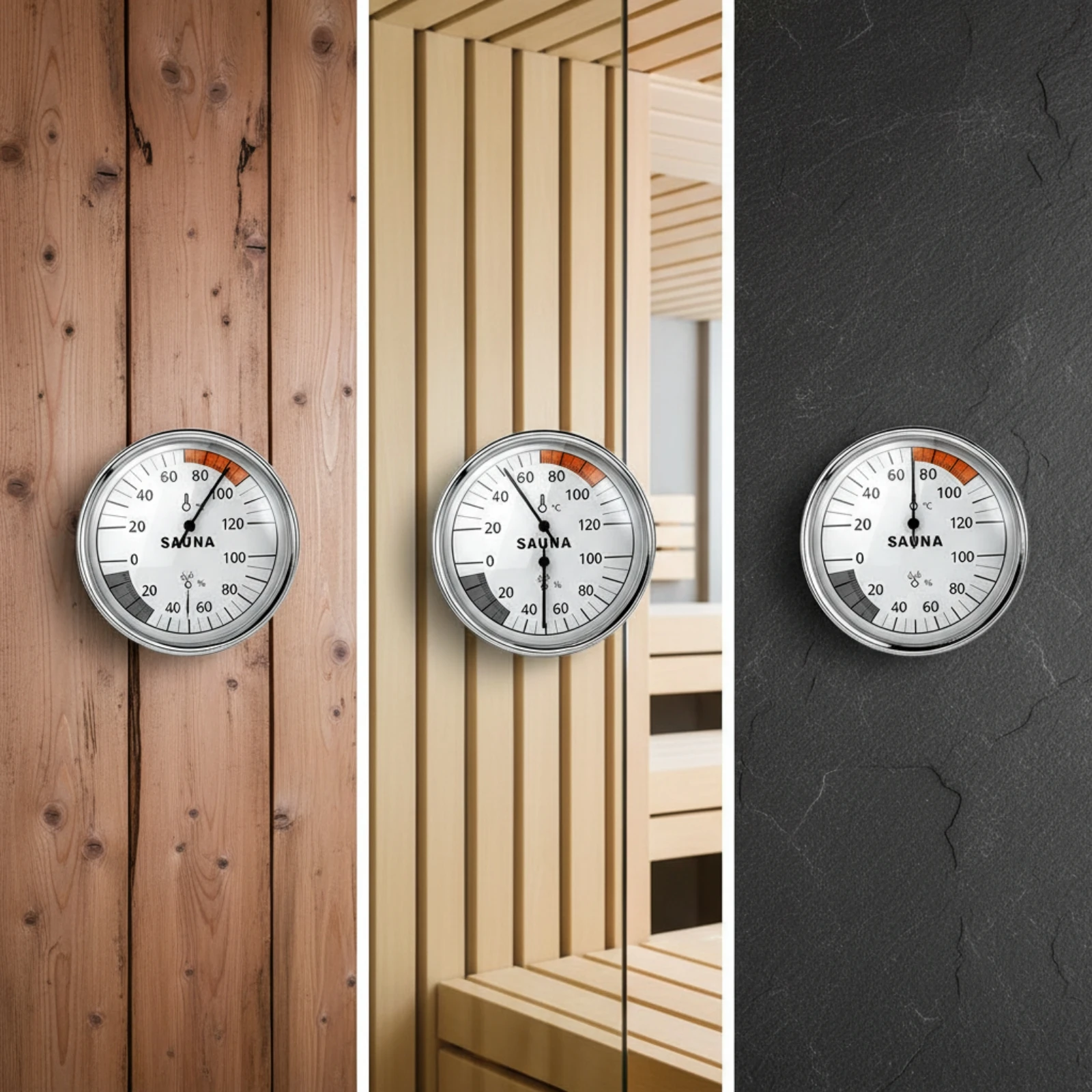 Analog Sauna Temperature Humidity Meter | Heat-Resistant, Wall-Mounted, Sauna Thermometer Hygrometer, for Steam Room