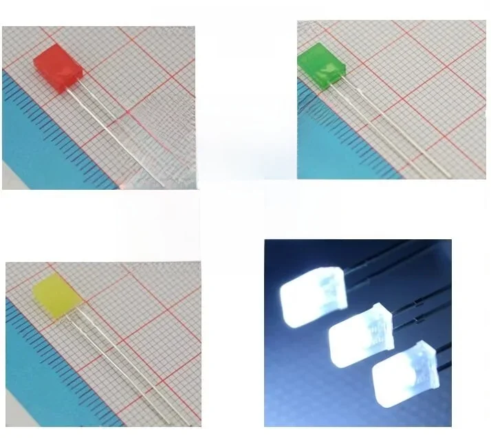100PC kwadrat 2x3x4 LED biały DC 3V prostokąt LED emitowanie światła lampa diodowa 2*3*4mm ultra jasny żarówka 2*5*7 czerwony zielony niebieski żółty — zdjęcie 2