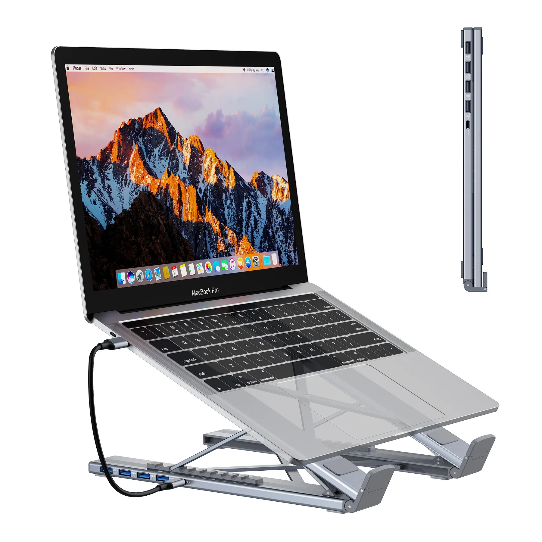 Adaptateur Hub USB 3.0 4 ports, Plug-and-Play, transfert de données, alimentation USB-C, portable pour ordinateurs portables et PC
