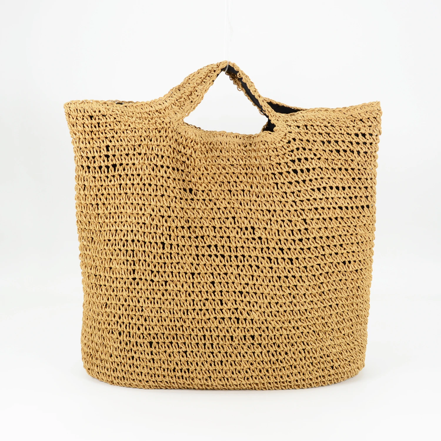 Crocheted Handbags Women Plaited Raffia Straw Bag Large Capacity Casual Tote Handbag Hollow Summer Beach Vacation Shoulder Bag