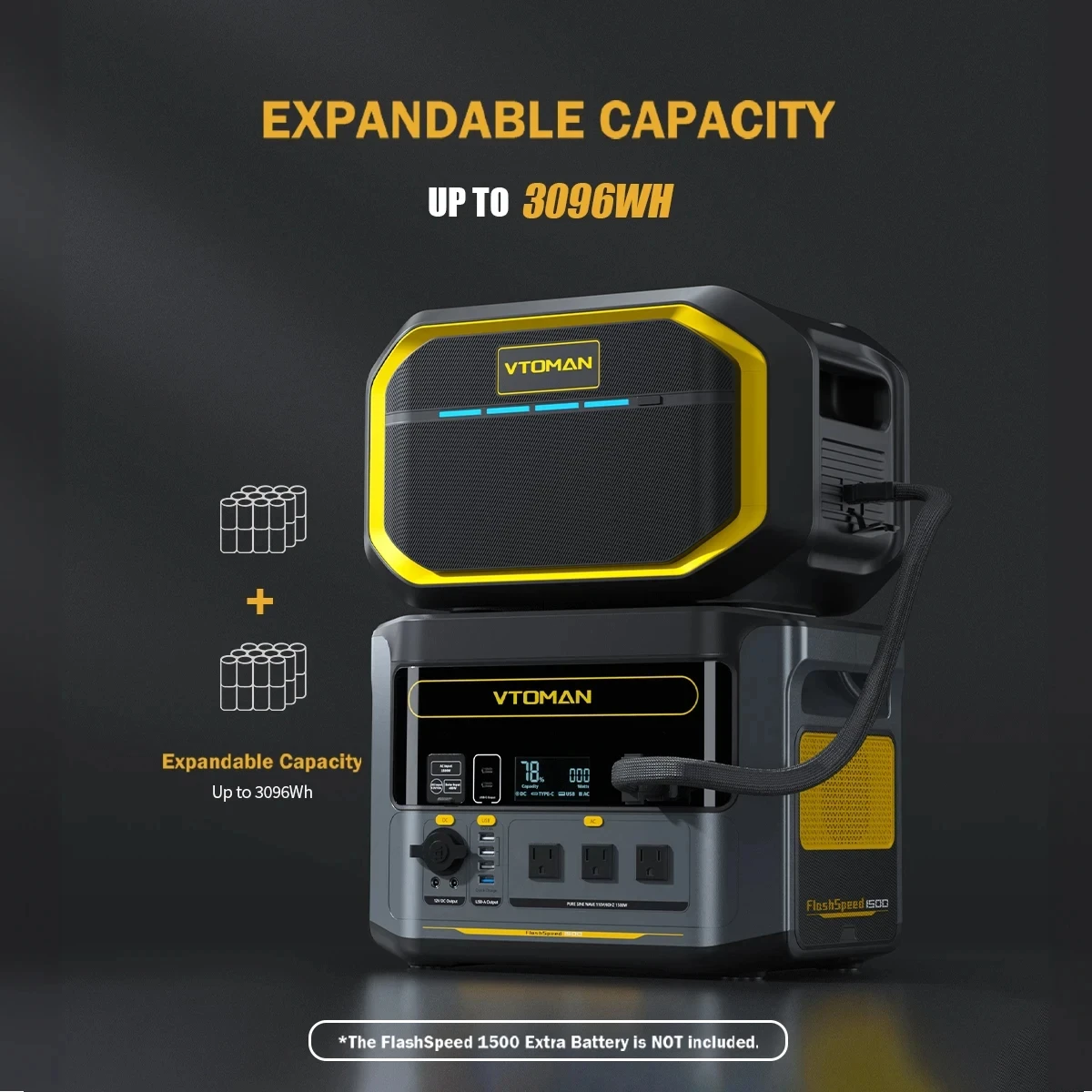 VTOMAN FlashSpeed 1500 estación de energía portátil 1548Wh LiFePO4 batería con pico de 3000W para acampar al aire libre RV energía en el hogar