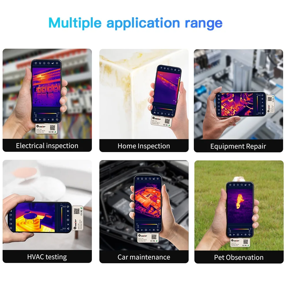 TOOLTOP 256*192 Infrared Mobile Thermal Imager for Android Phone Type-C -15℃ - 600℃ PCB Circuit Repair IP65 Thermographic Camera