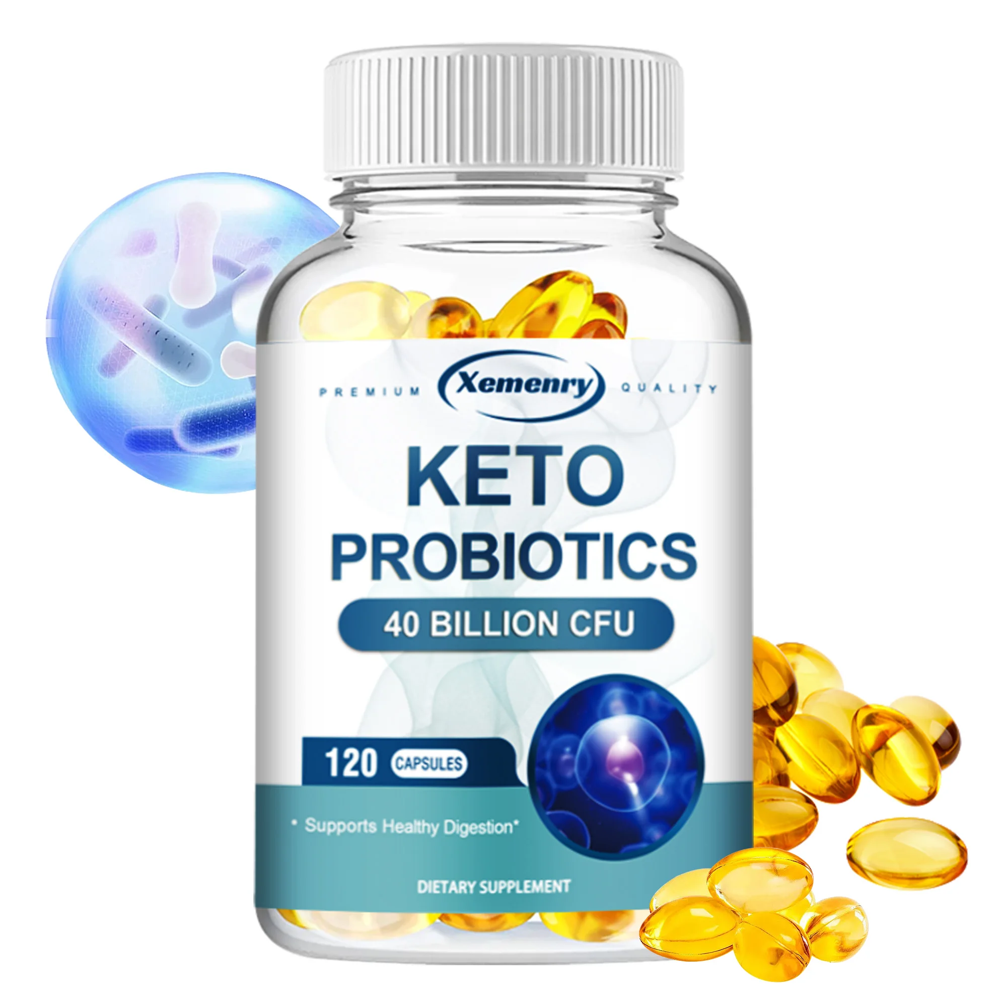 KETO Probiotic Supplement - Supports Occasional Constipation, Gas & Bloating, Digestion & Gut Health - 120 Capsules