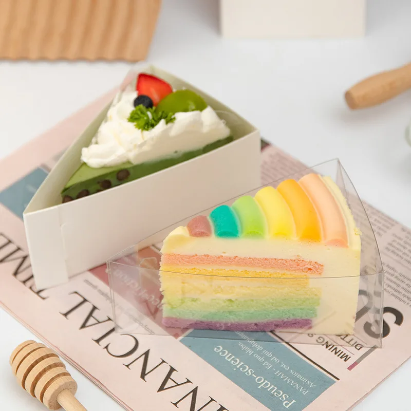 50 Packungen transparente geschnittene Kuchenbox, durchsichtige PVC-Mousse-Kuchenbox, Cupcake-Box mit Griff für Hochzeit, Geburtstag, Mitbringsel