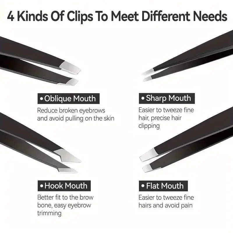 Eyelash Tweezers, Stainless Steel Material, Multi-Functional & Tight Grip, Sharp & Durable for Eyebrow Grooming