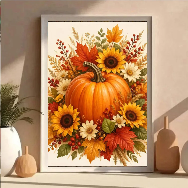 AB Diamond DIY Diamond Painting Kit, featuring sunflower and pumpkin designs, is ideal for adults and beginners.