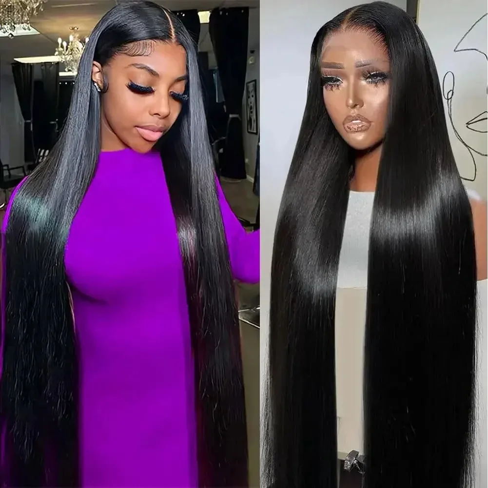 Luvin 13x6 HD Transparent Straight Lace Frontal Human Hair Wigs 30 42 Inch 13x4 Lace Front Wig PrePlucked Brazilian For Women