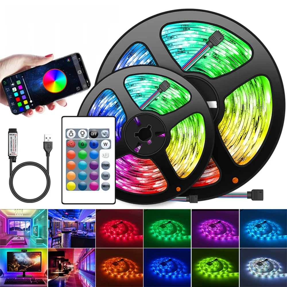 USB LED Strip Licht 16 LED/Meter Bluetooth RGB Verlichting Flexibele TV Backlight Lamp 5050 5 V LED Tape Diode Telefoon APP 1-30 m Voor Kamer - afbeelding 2