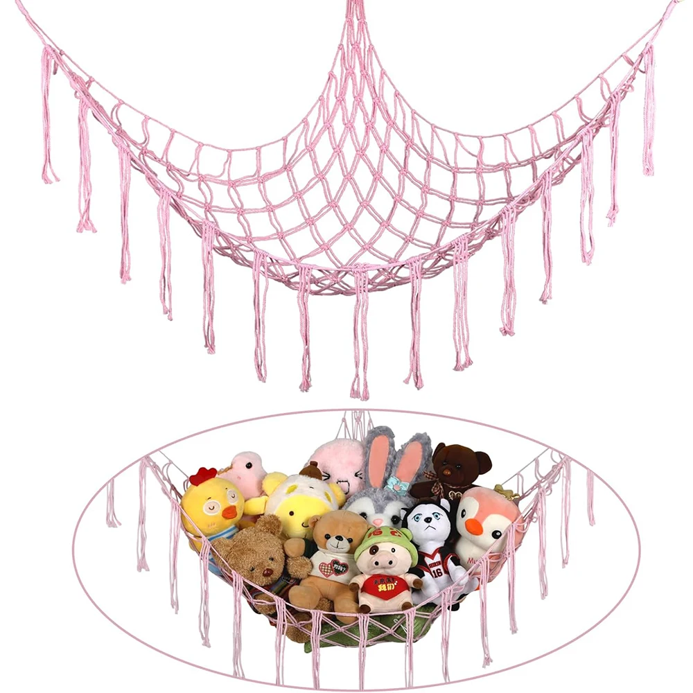 Soft Mesh or Hammock, Soft Storage Net, Used to Hang in the Corner, Suitable for Cute Wall-mounted Mesh Bag, Open Design, Game Room Storage Decoration - Easy to Install, Suitable for Bedroom - Cute Hanging Plushie Net Bedroom Room Decor