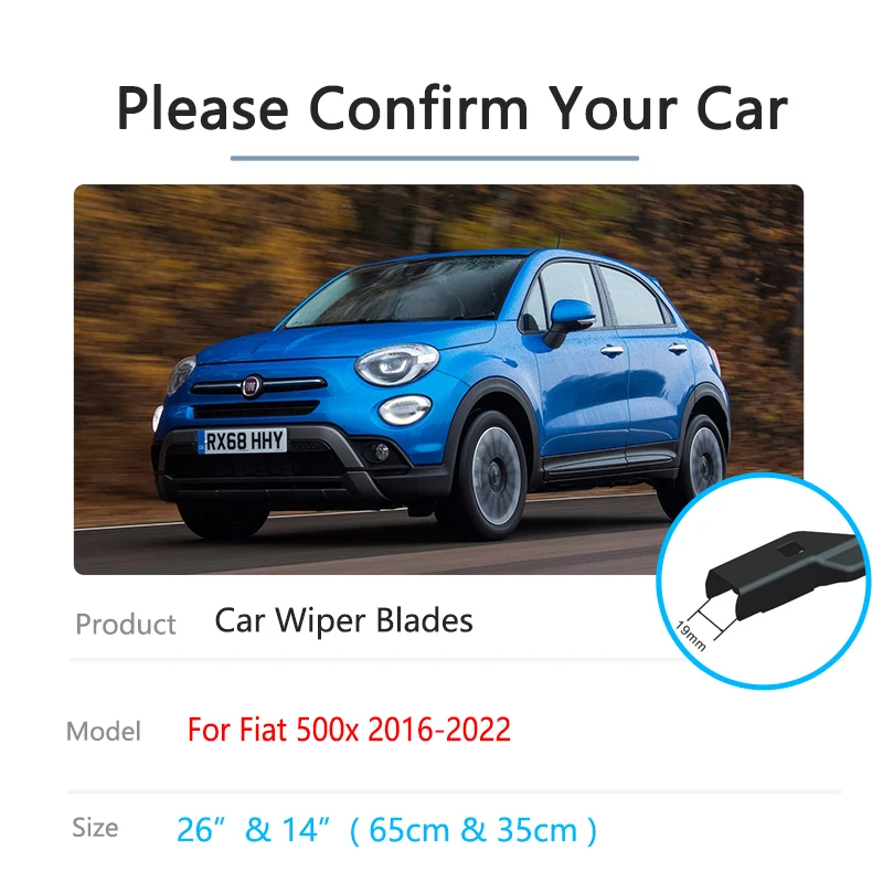 For Fiat 500x 2016 2017 2018 2019 2020 2021 2022 Car Front Wiper Windshield Windscreen Window Cleaning Replacement LHD 26