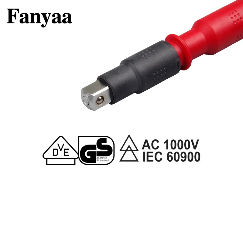 Fanyaa VDE Insulated Extension Bar 3/8, 1/2 Inch Drive Socket Wrench Electrician Tools For Live Working Up To 1000V AC, 1500V DC