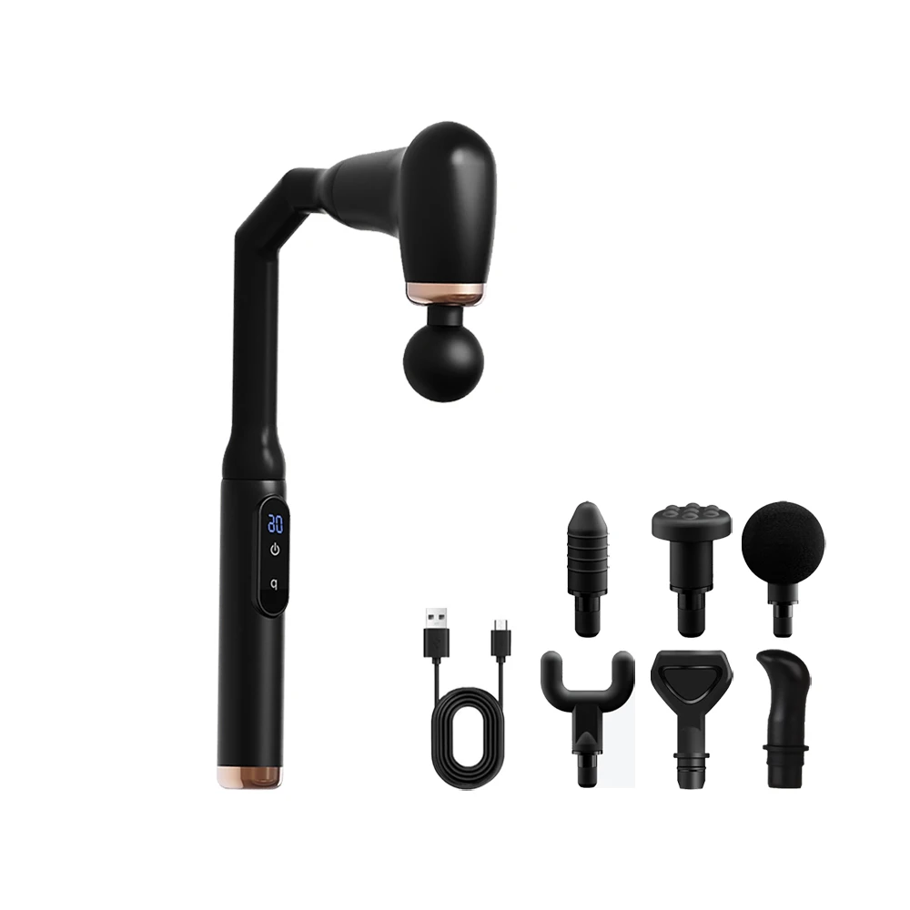 Pistolet de massage portable, pistolet de massage des tissus profonds avec poignée allongée, masseur dorsal en forme de U, masseur corporel pour le cou, les épaules, le dos, les jambes