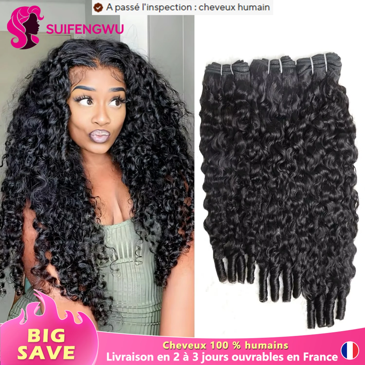 15A Tissage Humain Hair Burmese Curly Tissage 100% Raw Cheveux Humain Tissage Humain Hair Humains Femme 1/3/4 PCS Meche Tissage
