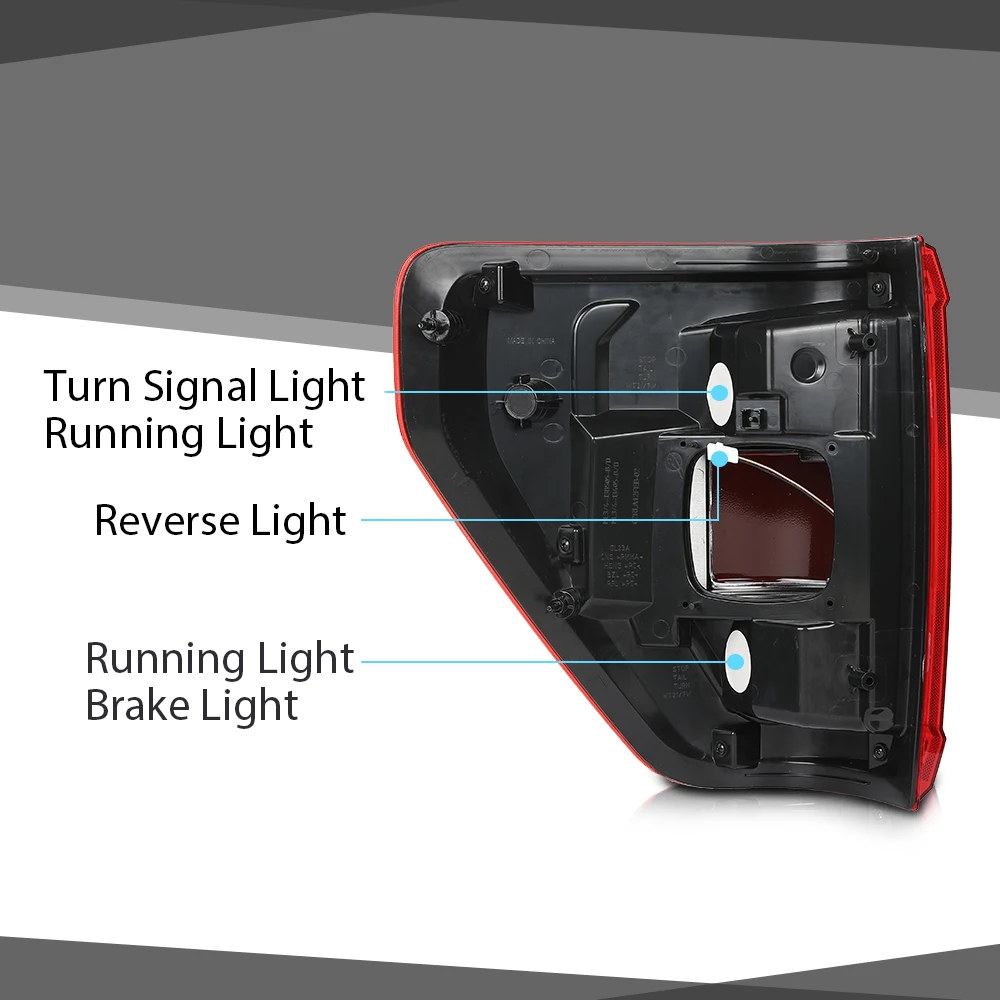 Crossdesign Tail Light Set Left & Right Lamps with Blind Spot Detection for Ford F150 F-150 Xlt 2021-2023 Red Lens Dot Certified Ml3Z13405C
