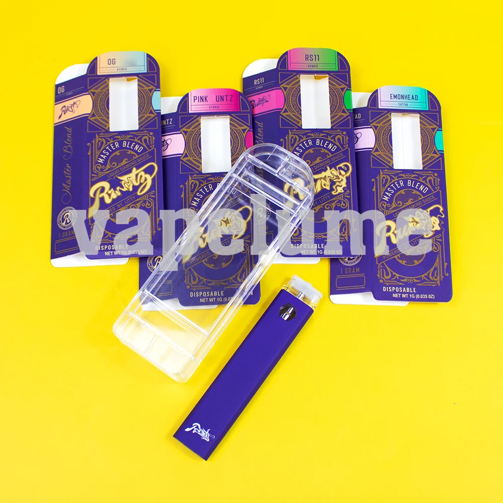 Runtz الأرجواني السجائر الكهربائية 1 مللي فارغة Vape جراب خرطوشة زيت سميكة USB شحن Vape القلم الاكريليك تخزين ورقة صندوق عرض #4