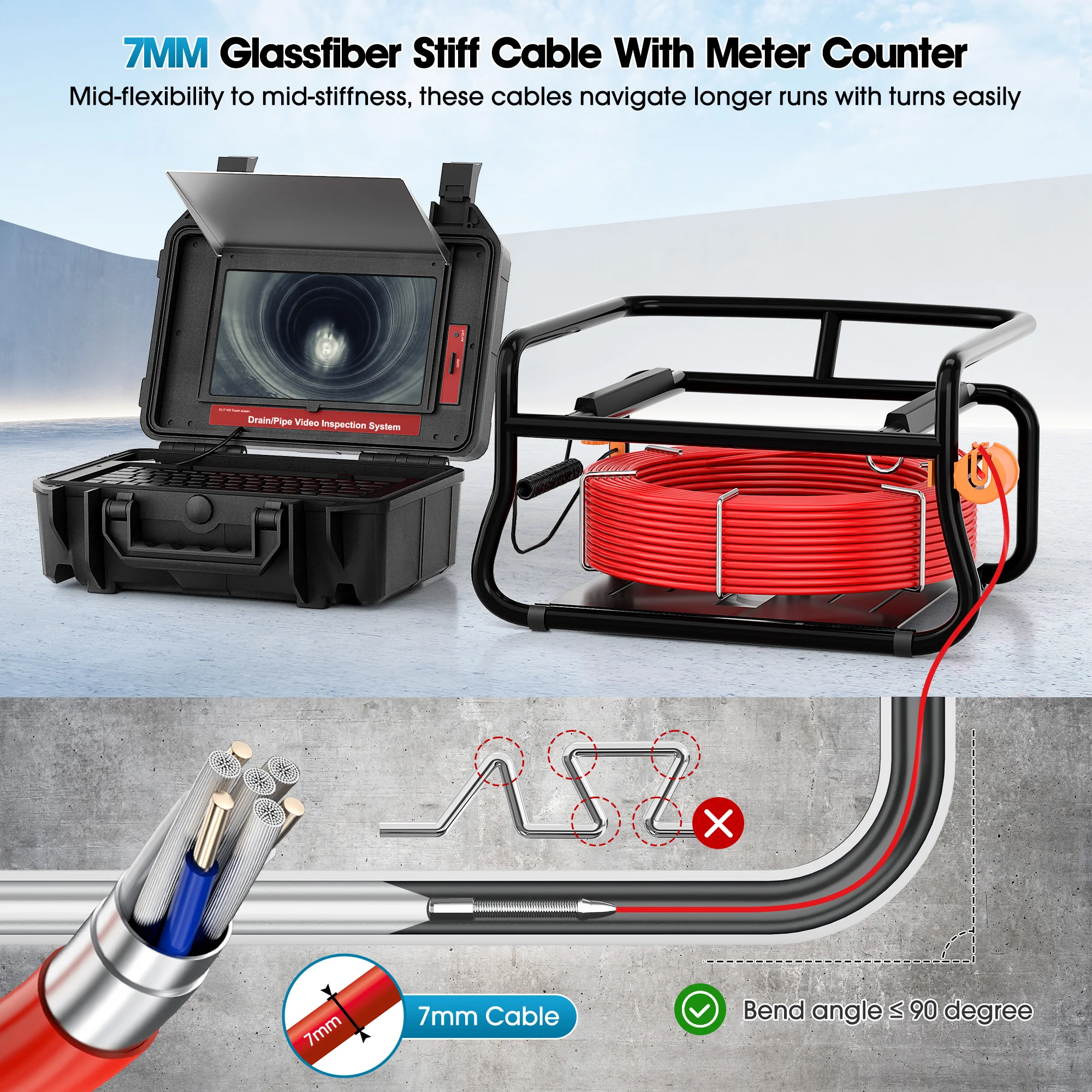 Imagem -06 - Transmissor Sonde para Pipeline Imagem Endoscópio Auto-nivelante Dvr Câmera de Inspeção 23 mm Drain Pipe Ip68 Impermeável Syanspan512hz