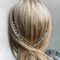 Luxury V Shape Crystal Pearl Hair Comb Wedding Tiara Accessories Elegant Indian Girls Party Bridal Hair Combs Jewelry for Women