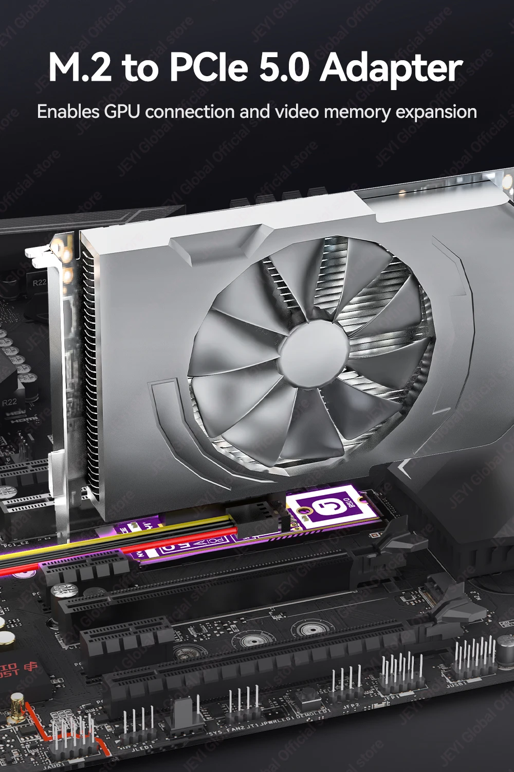 JEYI M.2 zu PCIe 5.0 X4 Adapterkarte 128Gb/s Hochgeschwindigkeitsübertragung Kompatibel mit PCIe X1/X4/X8/X16 Steckplätzen – Detail 3