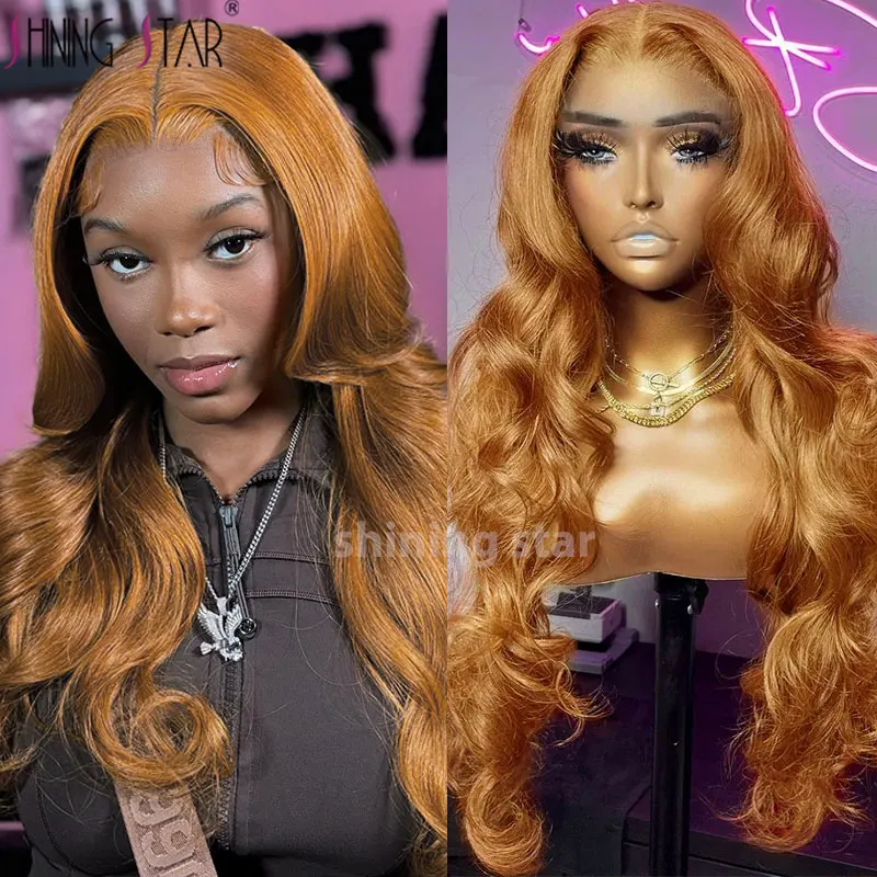 

13X6 Ginger Blonde Lace Front Wigs Colored Human Hair Hd Lace Frontal Human Hair Wigs Body Wave Honey Blonde Human Hair Wig 180%