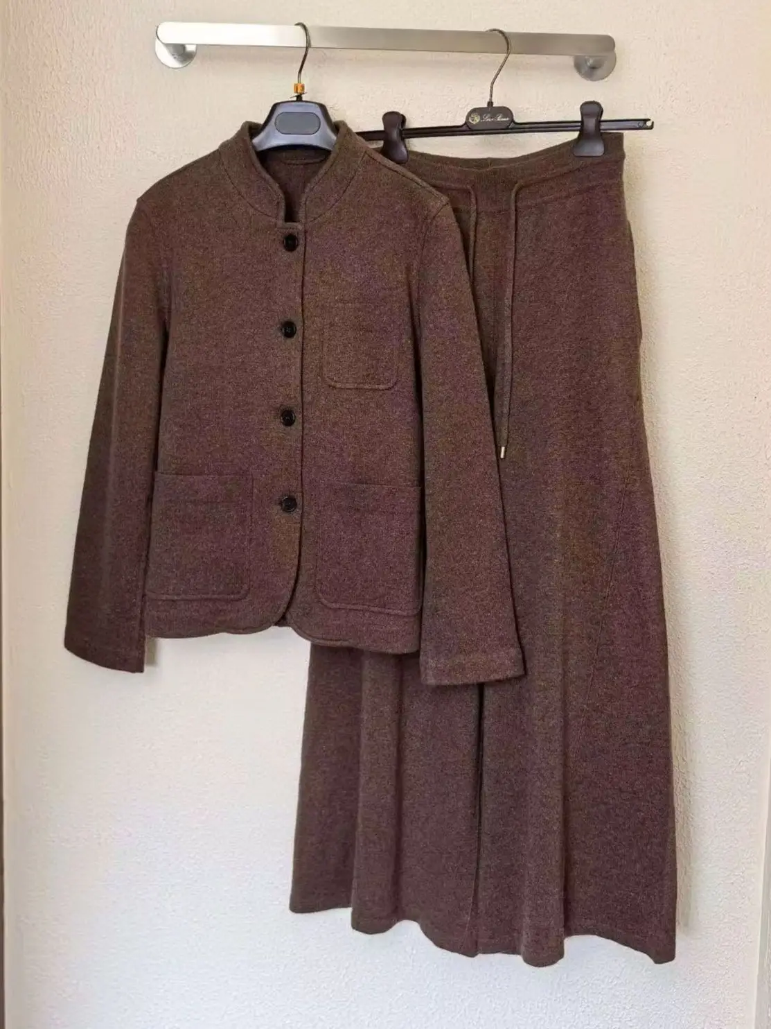 Luxurious Elegant Stand Collar Knit Set