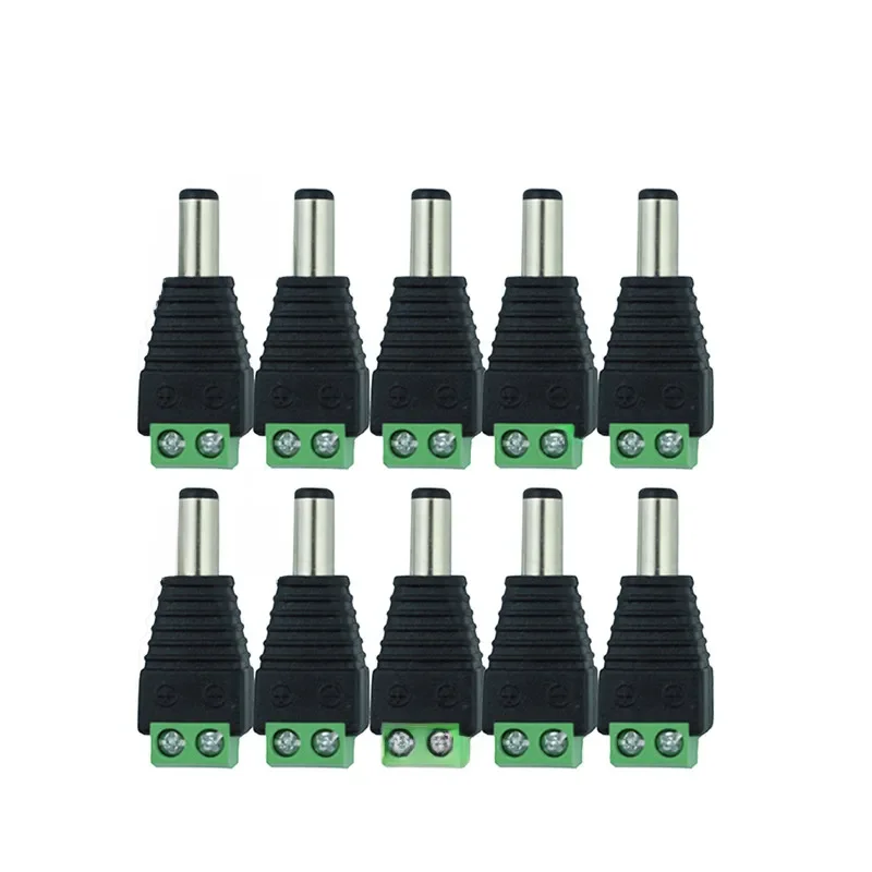 10 szt. 12V 2,1 x 5,5 mm DC Męska wtyczka zasilania Jack Adapter Złącze Wtyczka do CCTV Jednokolorowe światło LED — zdjęcie 2