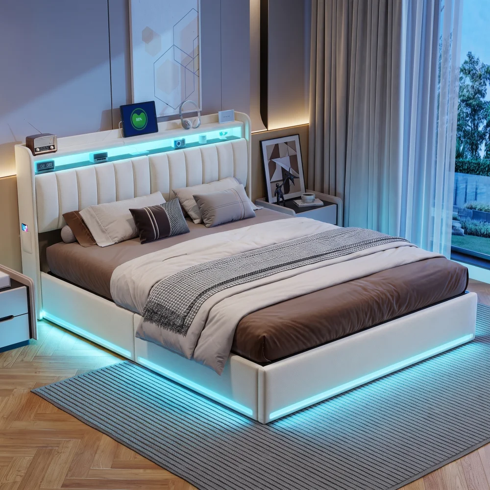 Letto per ragazzi, 160x200 cm, con rivestimento, letto matrimoniale con spazio contenitivo nella testiera, letto con meccanismo idraulico per il contenimento degli oggetti, struttura del letto con