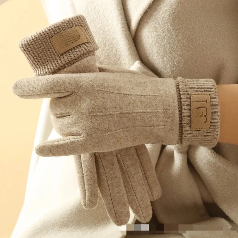AliExpress Winter Cashmere Gloves for Women Warm Touch Screen Gloves Cold Protection Full Finger Mittens Outdoor Cycling Thick Woolen Glove
